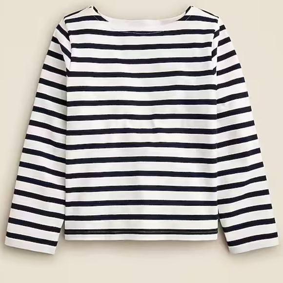 J. Crew Tops - J. Crew Ivory Navy Classic mariner cloth boatneck T-shirt in stripe